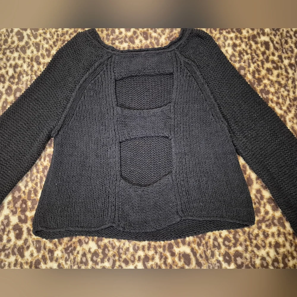 Free People Endless Stories Black Open-Back Sweater S - Picture 8 of 12